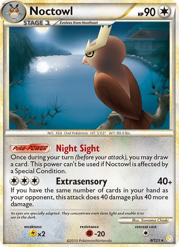Noctowl 8/123, HeartGold & SoulSilver English Non Holo, card art reference