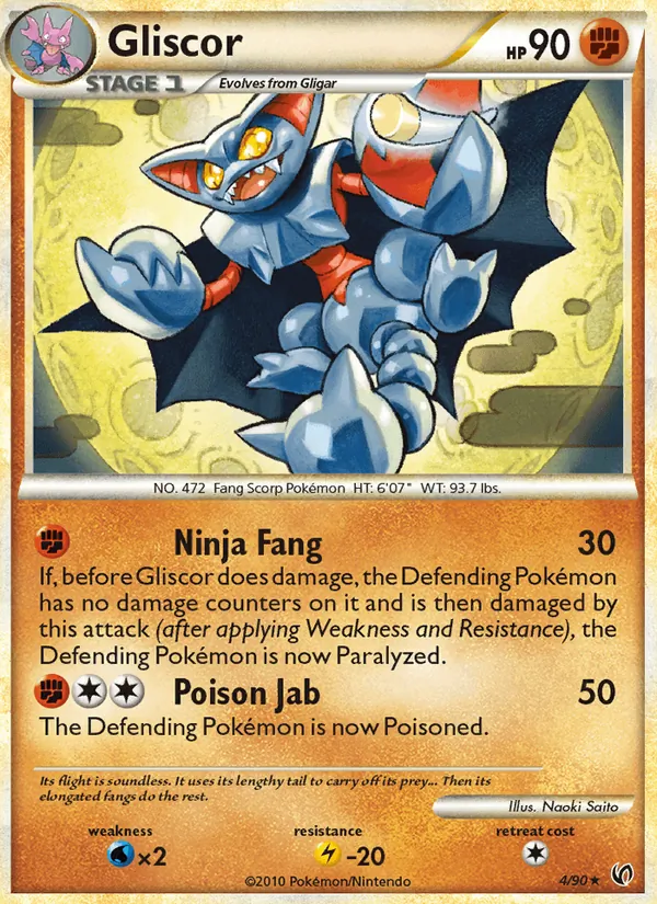 Gliscor 4/90, Undaunted English Cracked Ice Holofoil, card art reference