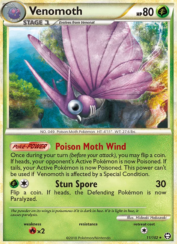 Venomoth 11/102, Triumphant English Non Holo, card art reference
