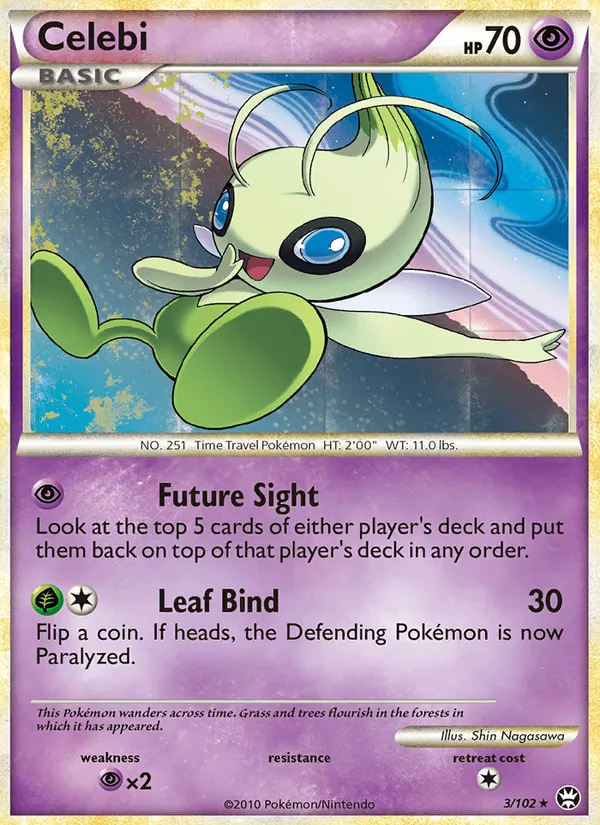 Celebi 3/102, Triumphant English Non Holo, card art reference