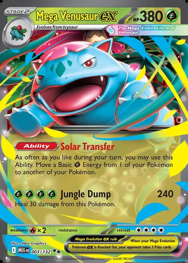 Mega Venusaur 003/132, Mega Evolution English Print with "Play! Pokémon" stamp, card art reference