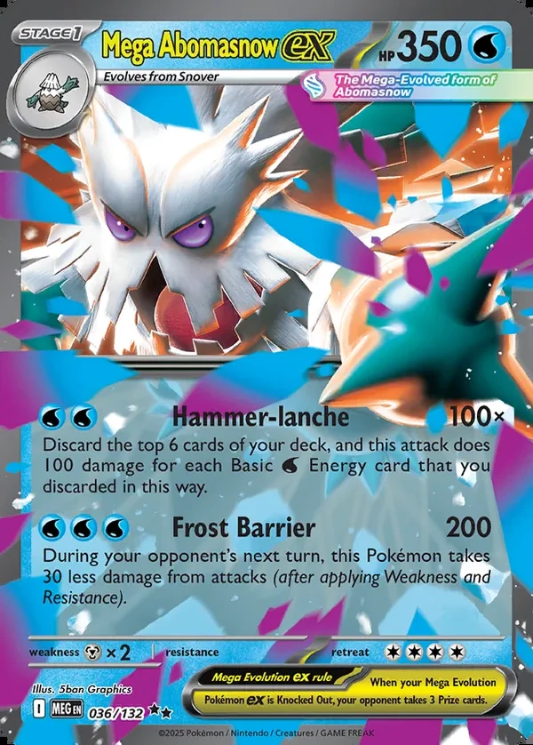 Mega Abomasnow 036/132, Mega Evolution English Print with "Play! Pokémon" stamp, card art reference