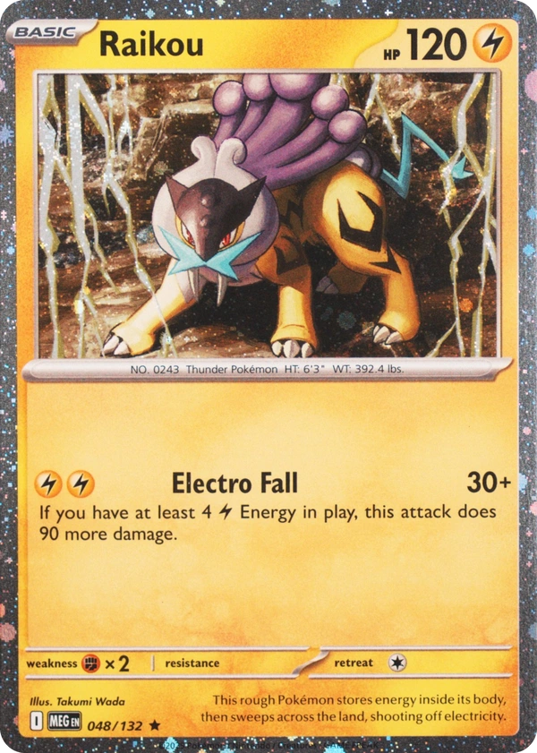 Raikou 048/132, Mega Evolution English Cosmos Holofoil, image provided by the catalog owner