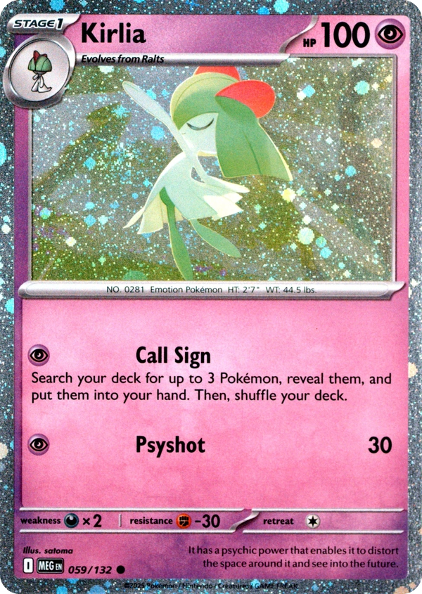 Kirlia 059/132, Mega Evolution English Cosmos Holofoil, image provided by the catalog owner