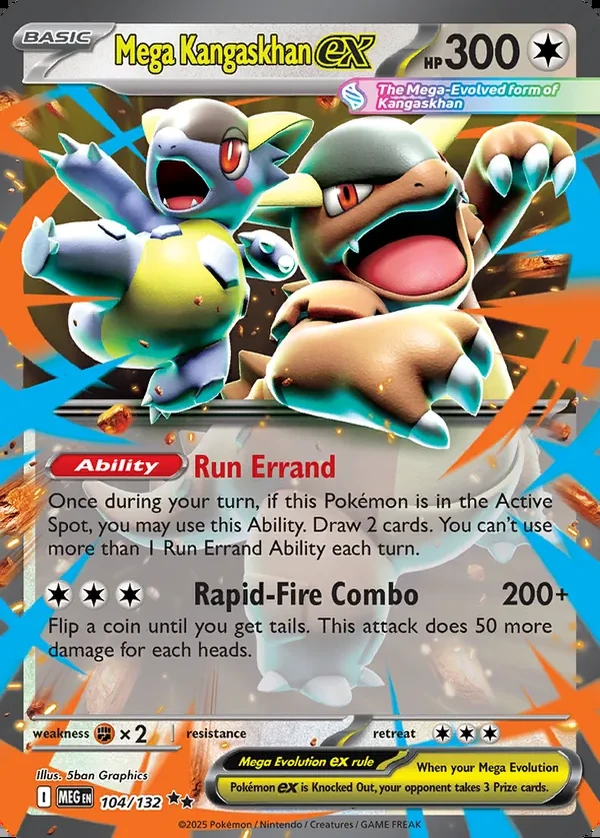 Mega Kangaskhan 104/132, Mega Evolution English Print with "Play! Pokémon" stamp, card art reference