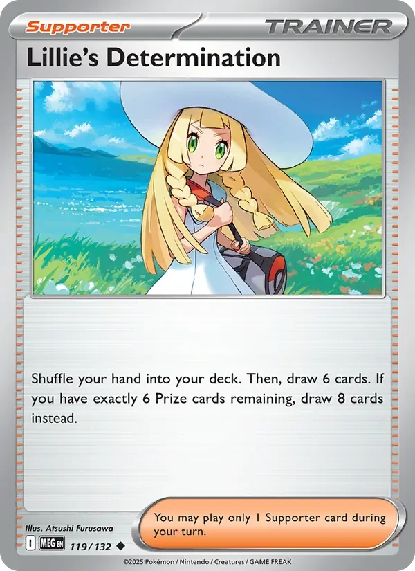 Lillie's Determination 119/132, Mega Evolution English Cosmos Holofoil, card art reference