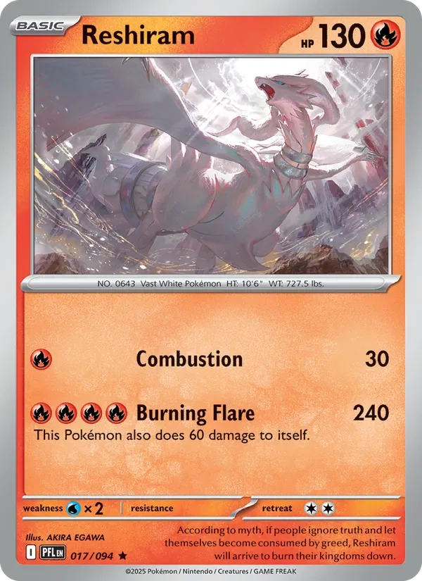 Reshiram 017/094, Phantasmal Flames English Cosmos Holofoil, card art reference