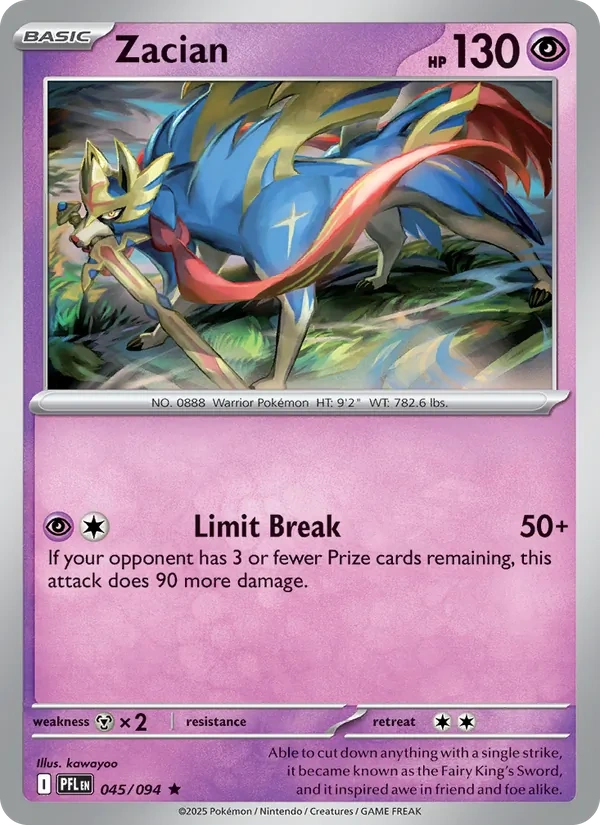 Zacian 045/094, Phantasmal Flames English Non Holo, card art reference