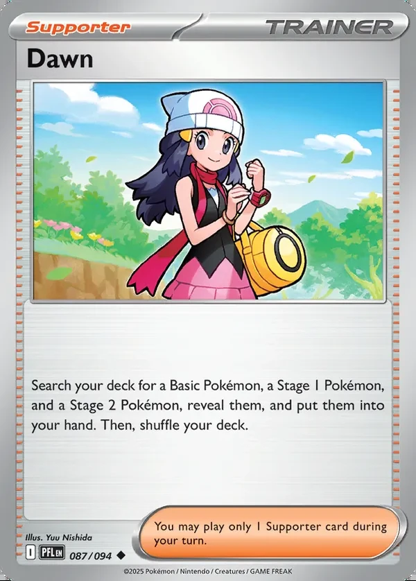 Dawn 087/094, Phantasmal Flames English Print with "Play! Pokémon" stamp, card art reference