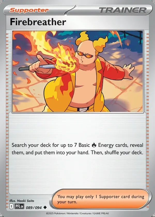 Firebreather 089/094, Phantasmal Flames English Print with "Play! Pokémon" stamp, card art reference