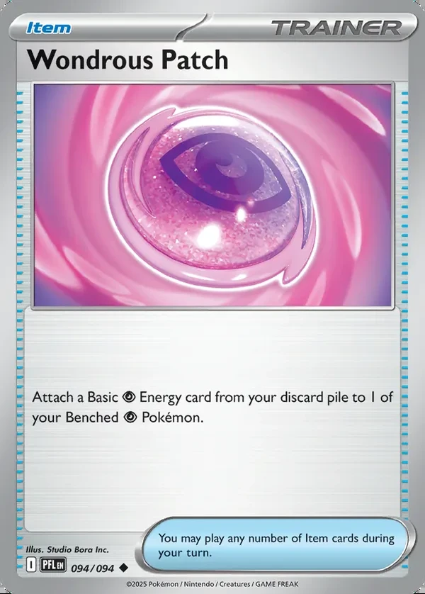 Wondrous Patch 094/094, Phantasmal Flames English Print with "Play! Pokémon" stamp, card art reference