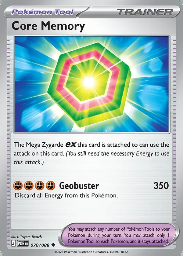 Core Memory 070/088, Perfect Order English Print with "Play! Pokémon" stamp, card art reference