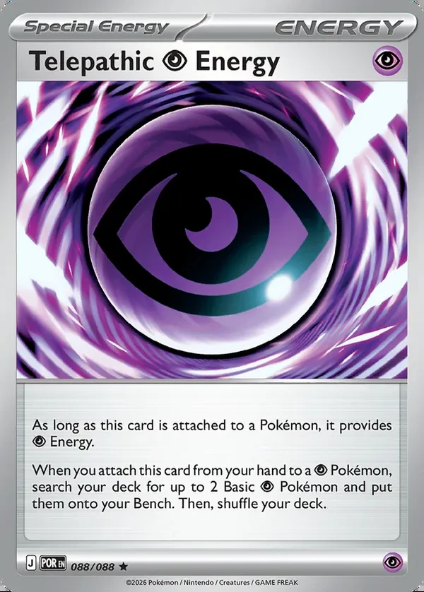 Telepathic Energy 088/088, Perfect Order English Print with "Play! Pokémon" stamp, card art reference