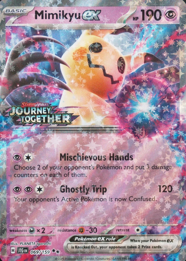 Mimikyu ex 069/159, Journey Together English Stamped Team Rocket's Articuno 051/182, Destined Rivals English Cosmos Holo print with "Destined Rivals" stampquot;Journey TogetherTeam Rocket's Articuno 051/182, Destined Rivals English Cosmos Holo print with "Destined Rivals" stampquot; print, image provided by the catalog owner