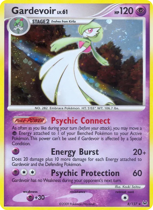 Gardevoir 8/127, Platinum English Non Holo, card art reference