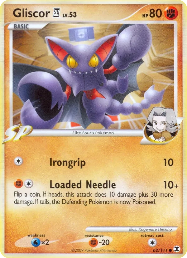 Gliscor 4 62/111, Rising Rivals English Cracked Ice Reverse Holofoil, card art reference