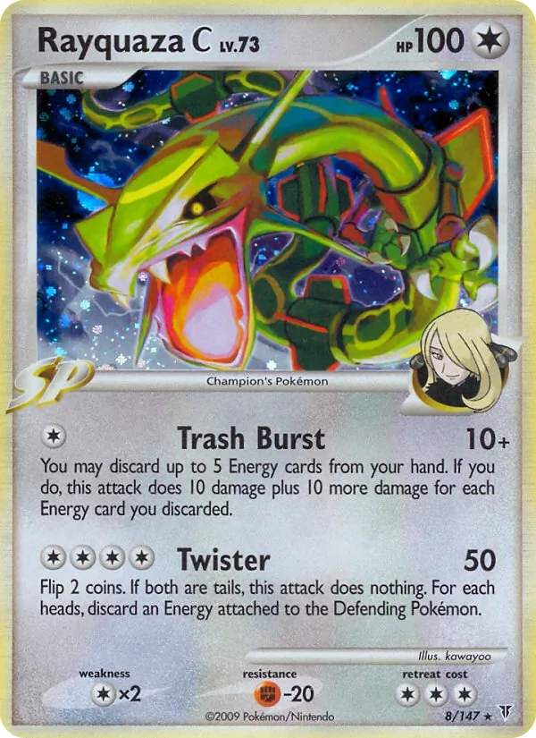 Rayquaza C 8/147, Supreme Victors English Cracked Ice Holofoil, card art reference