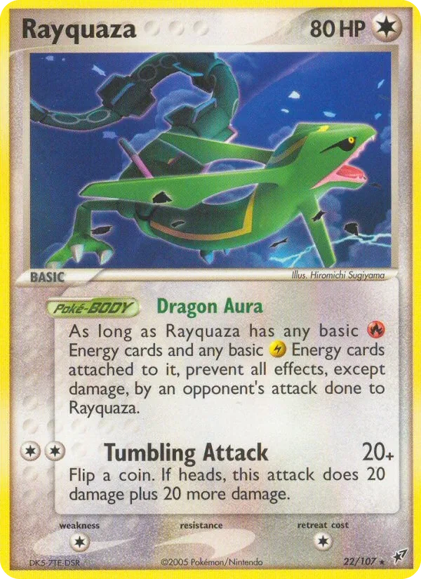 Rayquaza 22/107, EX Deoxys English Holofoil, card art reference