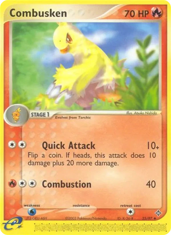 Combusken 25/97, EX Dragon English No e-Reader Code, card art reference