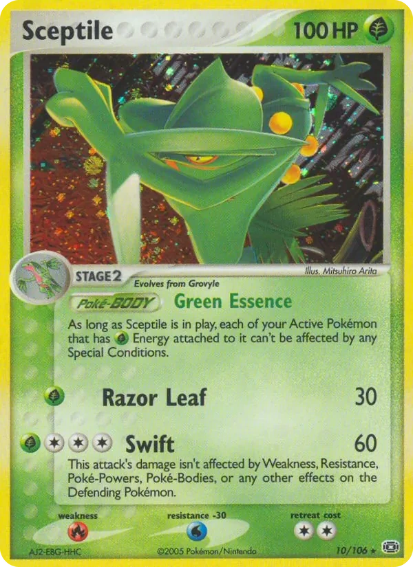 Sceptile 10/106, EX Emerald English Non Holo, card art reference