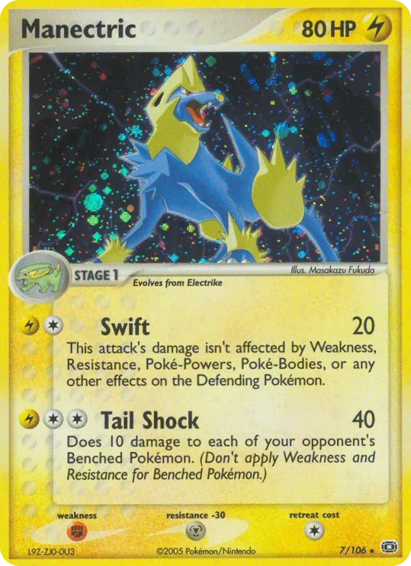 Manectric 7/106, EX Emerald English Non Holo, card art reference