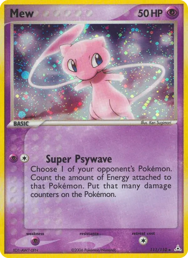 Mew 111/110, EX Holon Phantoms English Non Holo, card art reference