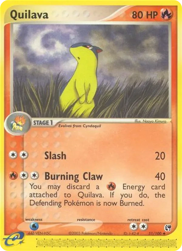 Quilava 51/100, EX Sandstorm English No e-Reader Code, card art reference