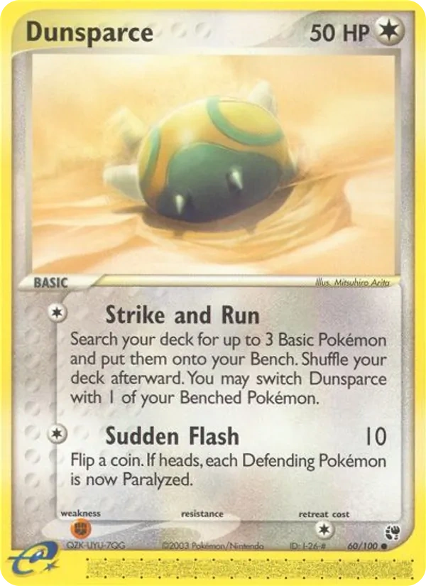 Dunsparce 60/100, EX Sandstorm English No e-Reader Code, card art reference