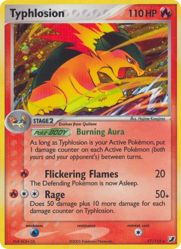 Typhlosion 17/115, EX Unseen Forces English Non Holo, card art reference