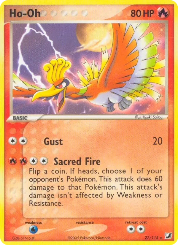 Ho-Oh 27/115, EX Unseen Forces English Cosmos Holofoil, card art reference