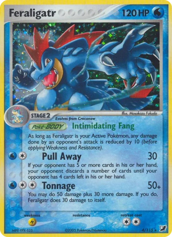 Feraligatr 4/115, EX Unseen Forces English Non Holo, card art reference