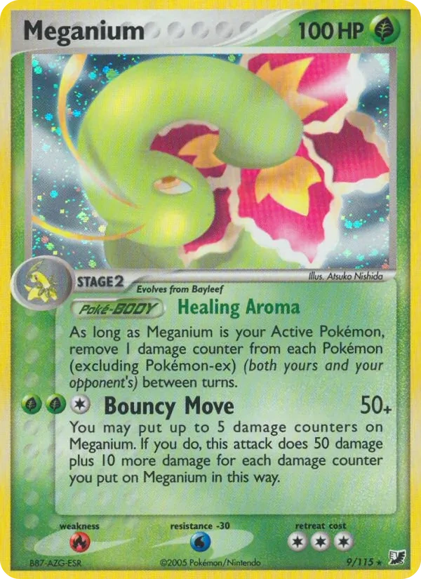 Meganium 9/115, EX Unseen Forces English Non Holo, card art reference