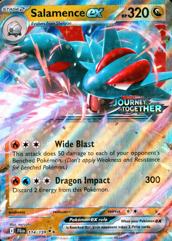 Salamence ex 114/159, Journey Together English Stamped Team Rocket's Articuno 051/182, Destined Rivals English Cosmos Holo print with "Destined Rivals" stampquot;Journey TogetherTeam Rocket's Articuno 051/182, Destined Rivals English Cosmos Holo print with "Destined Rivals" stampquot; print, image provided by the catalog owner