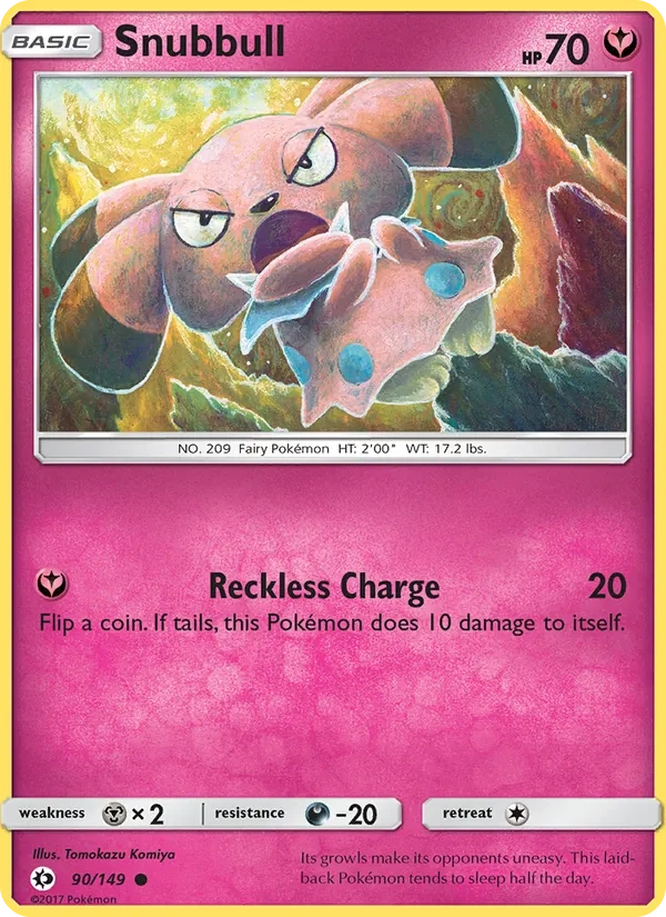 Snubbull 090/149, Sun & Moon English Build-A-Bear Workshop stamp, card art reference