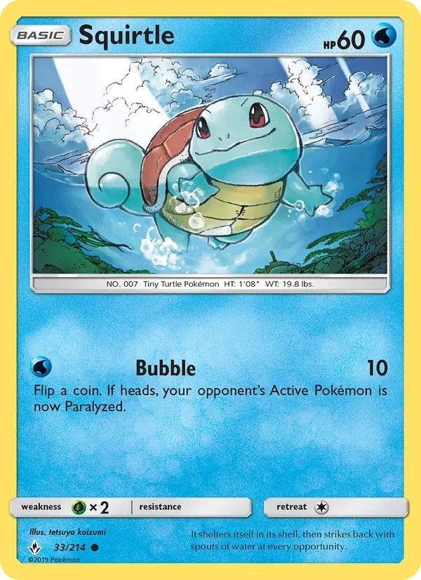 Squirtle 033/214, Unbroken Bonds English Cosmos Holofoil, card art reference