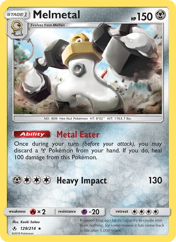Melmetal 129/214, Unbroken Bonds English Cosmos Holofoil, card art reference