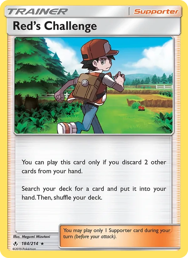 Red's Challenge 184/214, Unbroken Bonds English Non Holo, card art reference