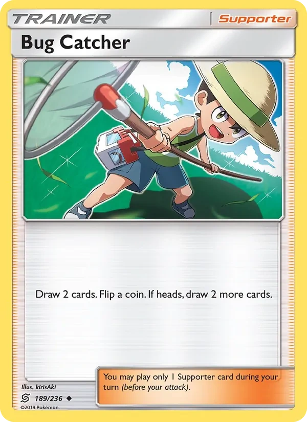 Bug Catcher 189/236, Unified Minds English Mewtwo Deck stamp, card art reference