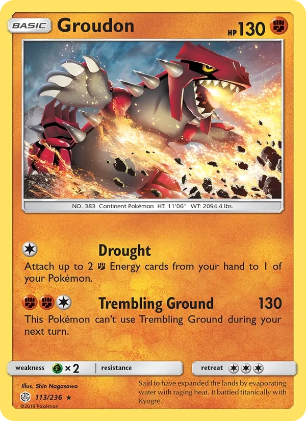 Groudon 113/236, Cosmic Eclipse English Cracked Ice Holofoil, card art reference