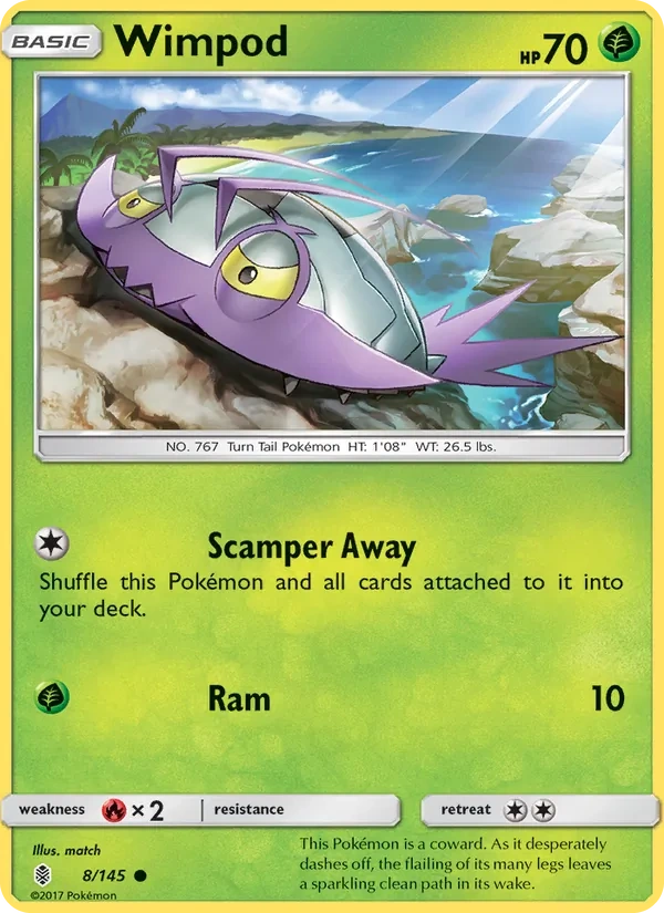 Wimpod 008/145, Guardians Rising English Water Web Holofoil, card art reference