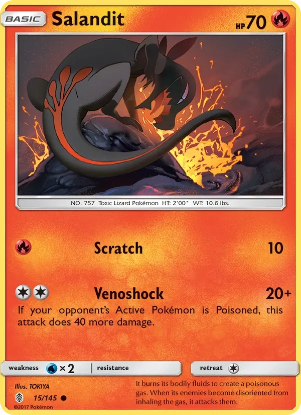 Salandit 015/145, Guardians Rising English Water Web Holofoil, card art reference