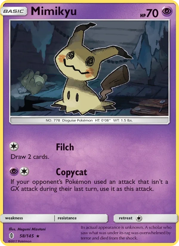 Mimikyu 058/145, Guardians Rising English Non Holo, card art reference