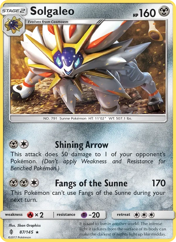 Solgaleo 087/145, Guardians Rising English Water Web Holofoil, card art reference