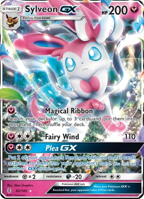 Sylveon-GX 092a/145, Guardians Rising English Yellow A Alternate art, card art reference