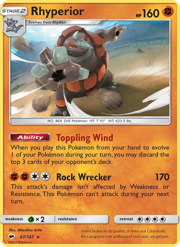 Rhyperior 067/147, Burning Shadows English Non Holo, card art reference