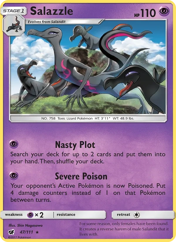 Salazzle 047/111, Crimson Invasion English Non Holo, card art reference