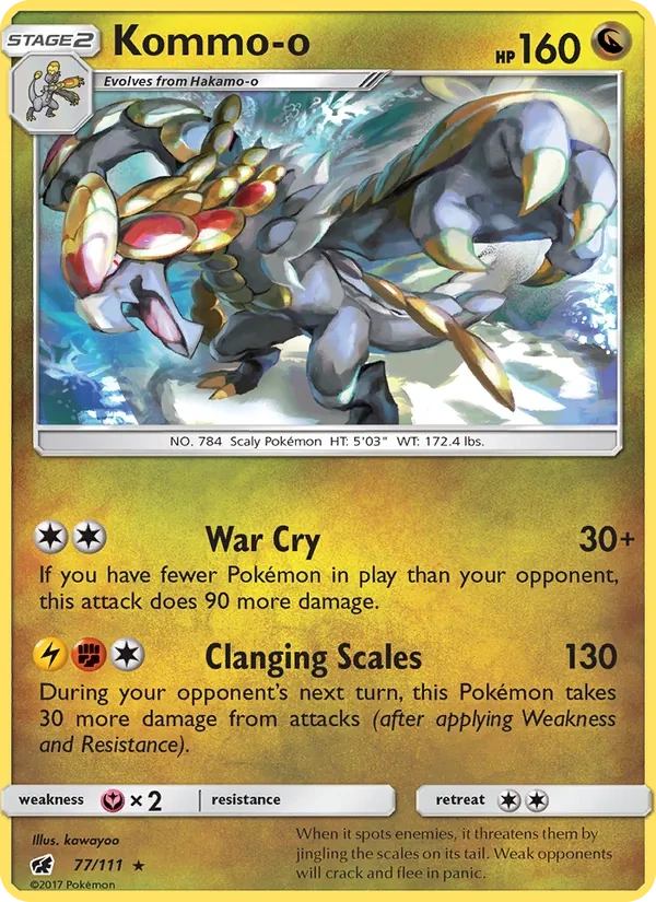 Kommo-o 077/111, Crimson Invasion English Cracked Ice Holofoil, card art reference