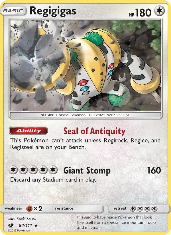 Regigigas 084a/111, Crimson Invasion English Yellow A Alternate art, card art reference