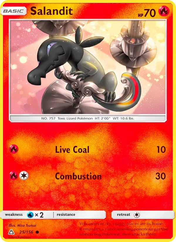 Salandit 025/156, Ultra Prism English "31" Charizard Deck stamp, card art reference