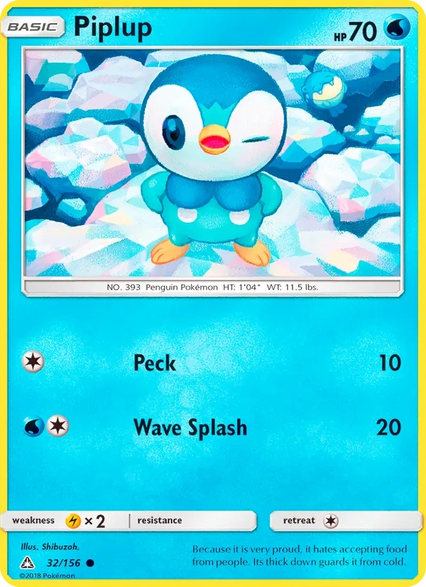 Piplup 032/156, Ultra Prism English Build-A-Bear Workshop stamp, card art reference